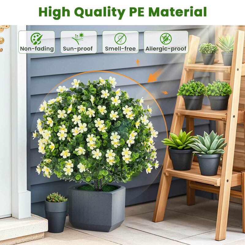 Costway 2 Pack Artificial Boxwood Topiary Ball Tree Faux Shrub Bushes
