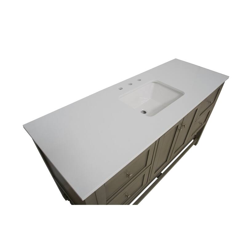 KitchenBathCollection Lakeshore 60" Single Bathroom Vanity with Engineered White Top