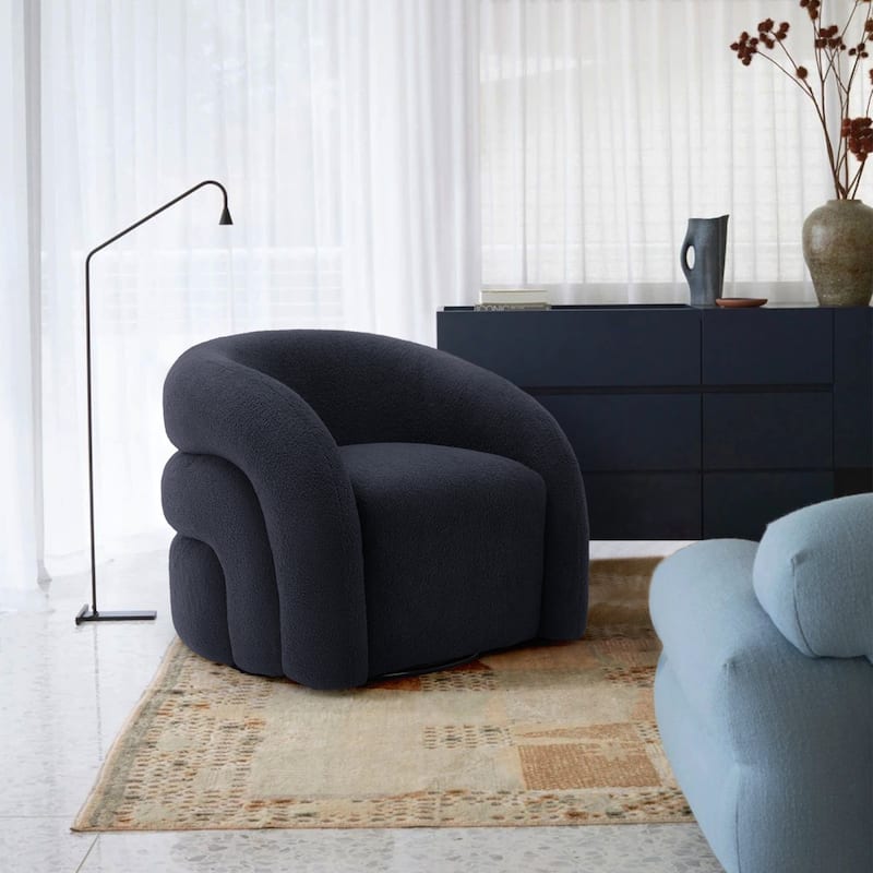 Upholstered Swivel Barrel Accent Chair