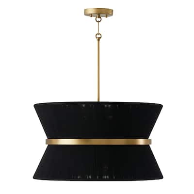 Cecilia 24.25" 8-light Patinaed Brass/ Tapered String Pendant