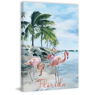 'The Pink Flamingos' Painting Print on Wrapped Canvas