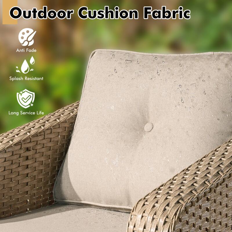 XIZZI 3-Piece Outdoor Chairs Wicker Swivel Rocker with Cushions