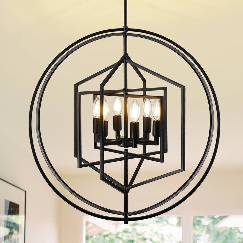 25.78" Geometric Chandelier Modern 6-Light Fixture Pendant Lighting