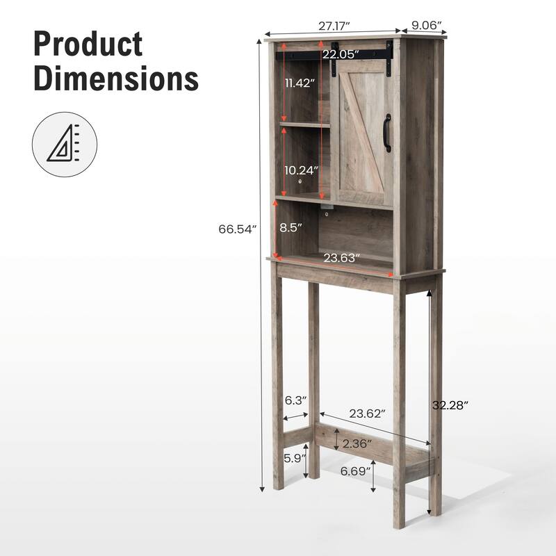 Pellebant Over-the-Toilet Storage Cabinet Space Saver Bathroom - 66.54" H x 27.17" W x 9.06" D