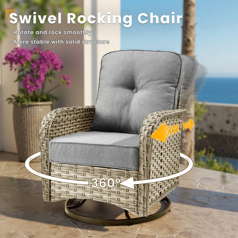 XIZZI 8-Piece Outdoor Wicker Furniture Sectional Swivel Chairs Set