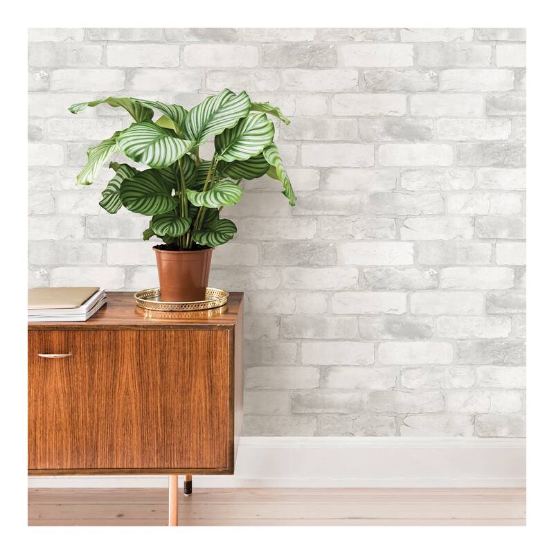 NuWallpaper Loft White Brick Peel & Stick Wallpaper - 216in x 20.5in x 0.025in