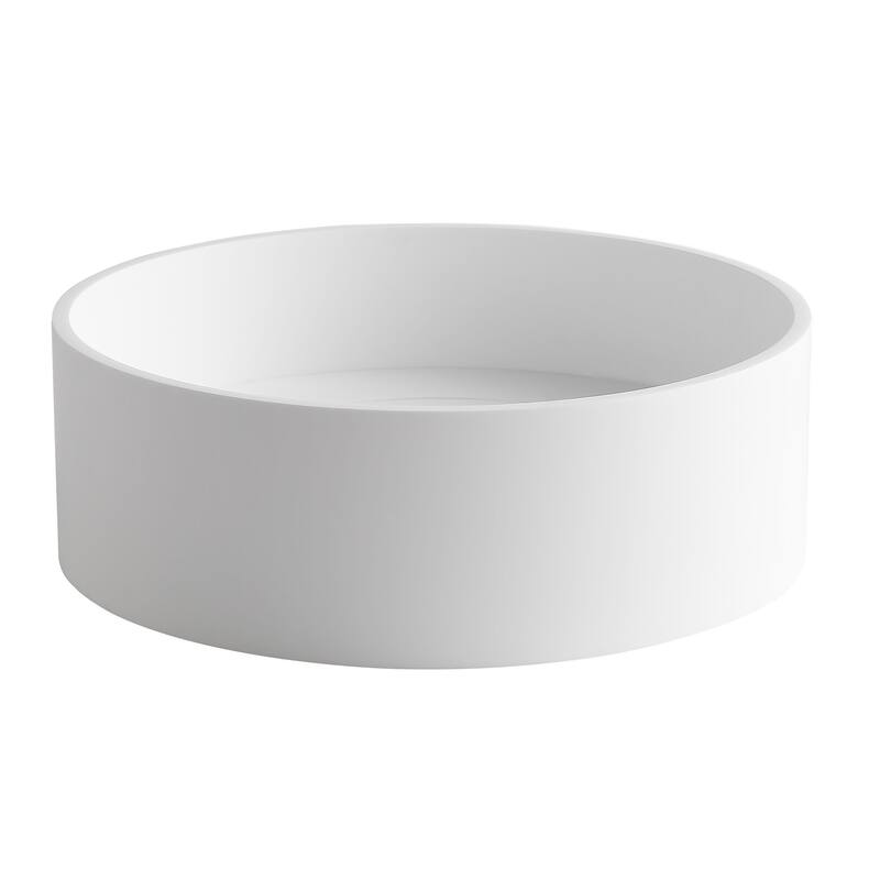 15" Round White Matte Solid Surface Resin Sink