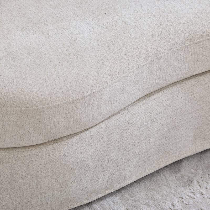 Plush Chenille Curved Lovesofa, Oversized Deep Seat Lounge Sofa, Upholstered Sofa with 4 Removable Cushions for Living Room
