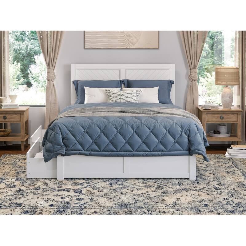 AFI Canyon King Storage Wood Platform Bed with Footboard in White