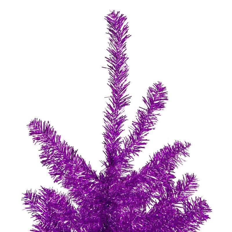 4.5' Metallic Purple Tinsel Artificial Christmas Tree - Unlit
