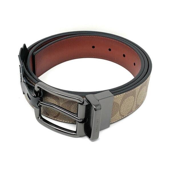 Shop Coach Men S Wide Harness Cut To Size Reversible Signature Coated Canvas Belt Overstock 22160058