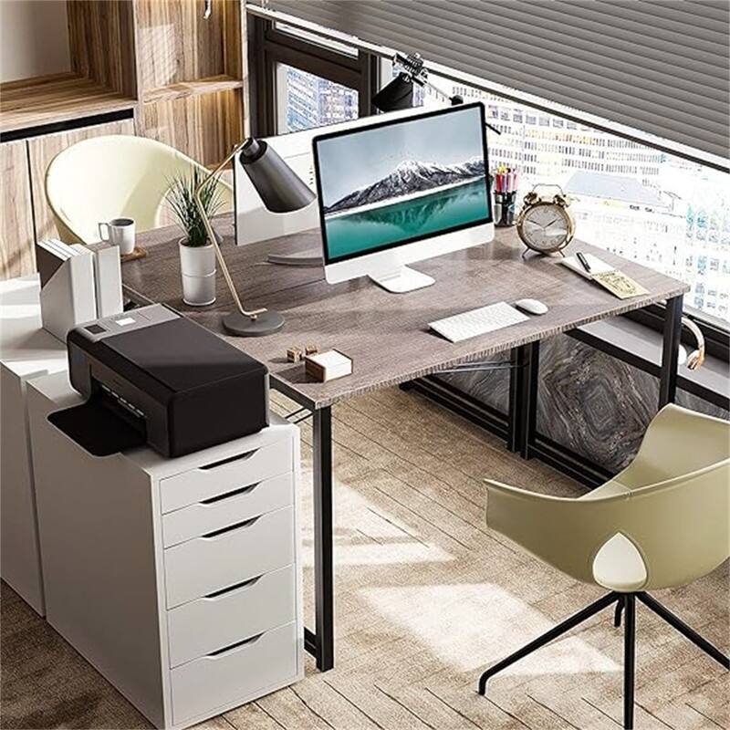 Modern Simple Style Desk for Home Office - Grey Oak