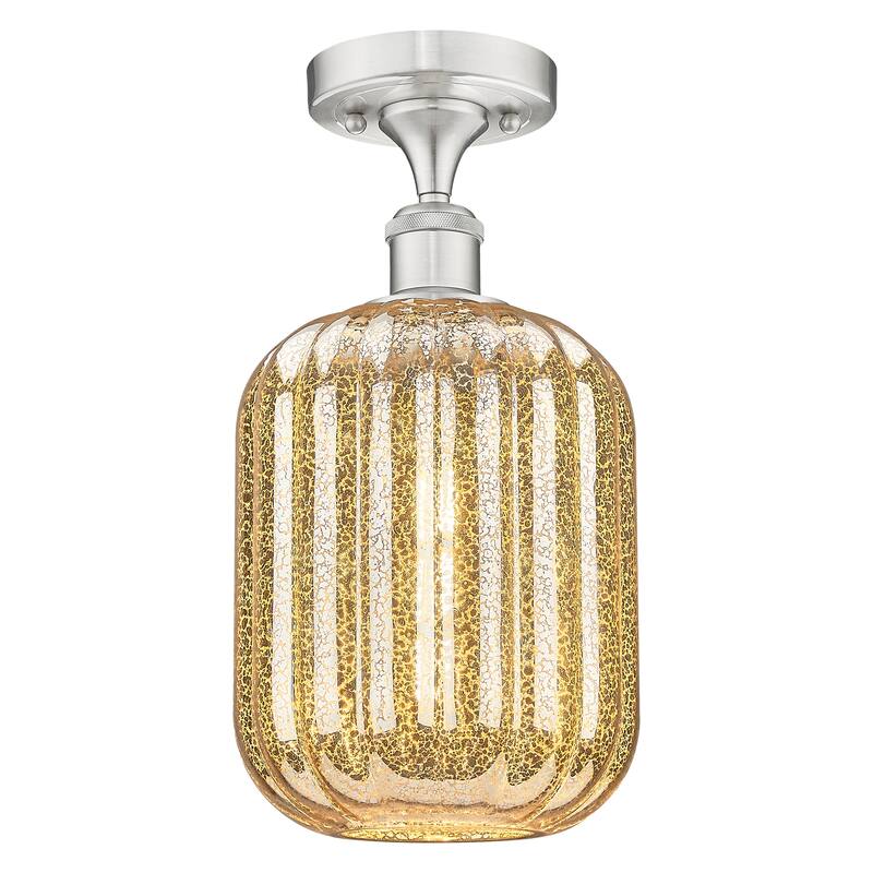 Innovations Lighting Endless Possibilities Ballston - Preston - 1 Light 7" Jar Shade Semi-Flush Mount - Mercury/Brushed Satin Nickel