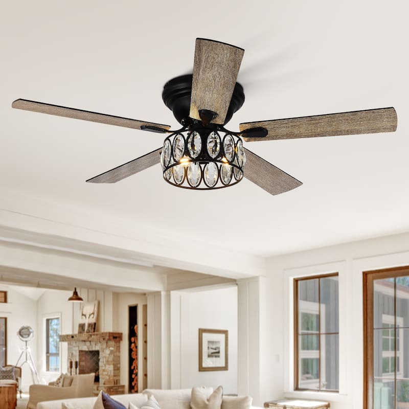 52" Low Profile Ceiling Fan with Light and Remote(5-blade) - Matte Black