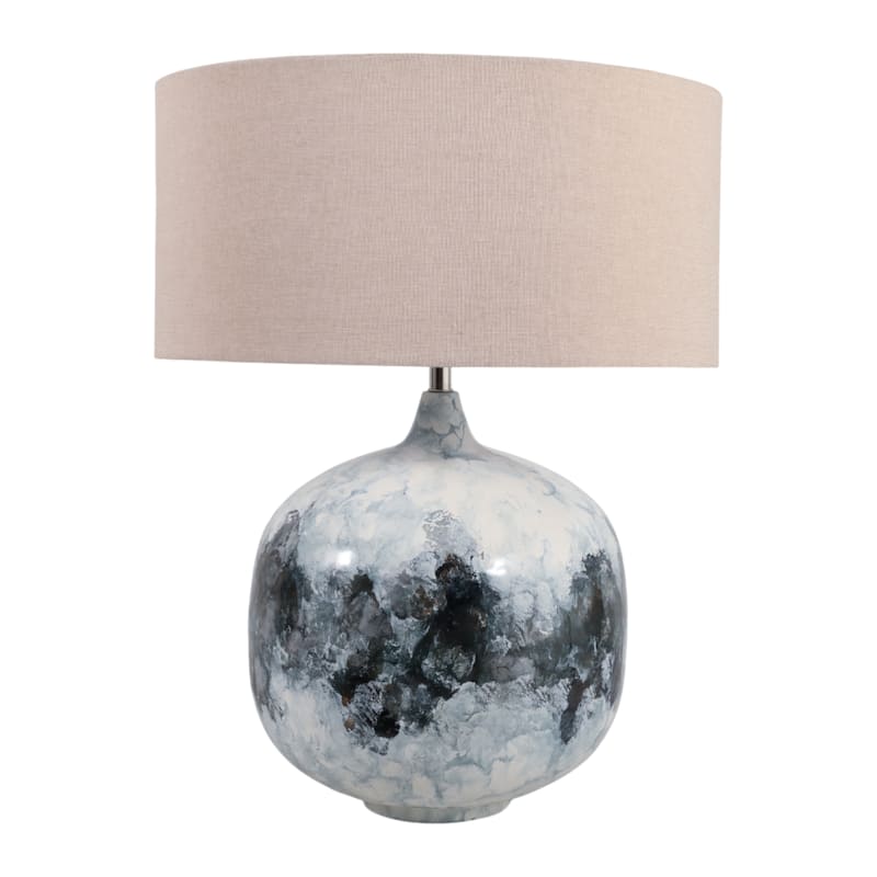 Metal Table Lamp Rounded Base Drum Shade Glam Modern Accent Lighting