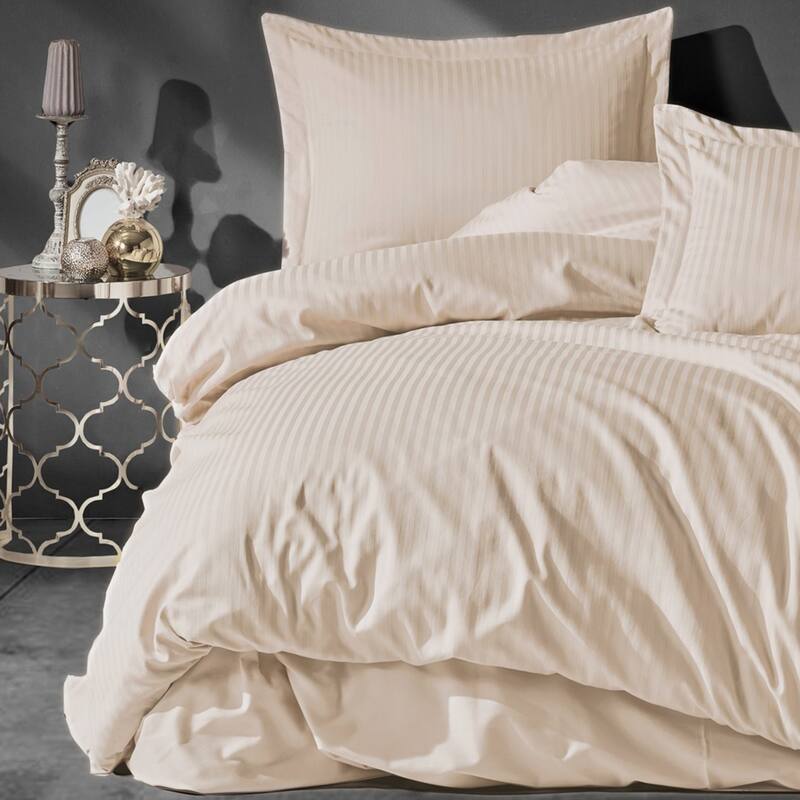 Satin Duvet Cover Set, High Quality Turkish Cotton Queen Size Set, 1 Duvet Cover, 1 Fitted Sheet and 2 Pillowcases