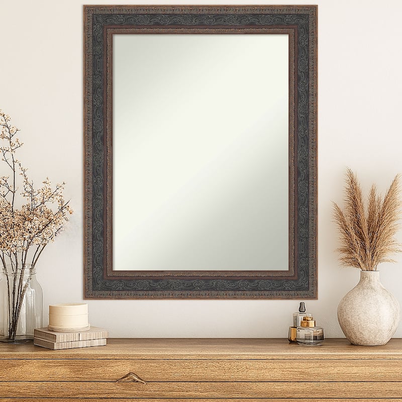 Attic Aged Non-Beveled Wood Framed Wall Mirror
