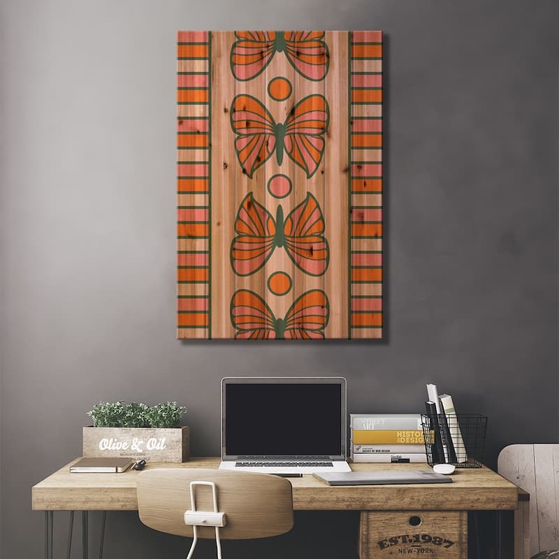 Butterfly Line Print On Wood by Circa 78 Designs - Multi-Color