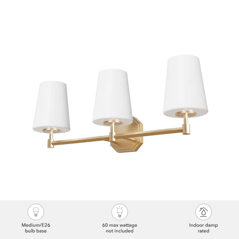 Hunter Nolita Vanity Wall Light - Bathroom - Contemporary, Transitional - White Glass Shades - Damp Rated!