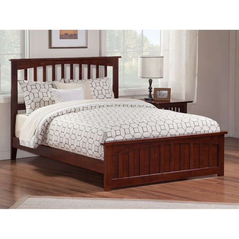 Mission Queen Platform Bed with Matching Footboard in Walnut