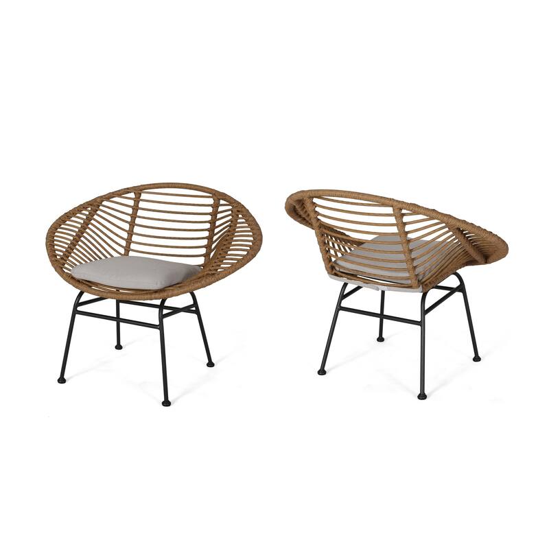 San Antonio Indoor Woven Faux Rattan Chairs with Cushions (Set of 2) by Christopher Knight Home