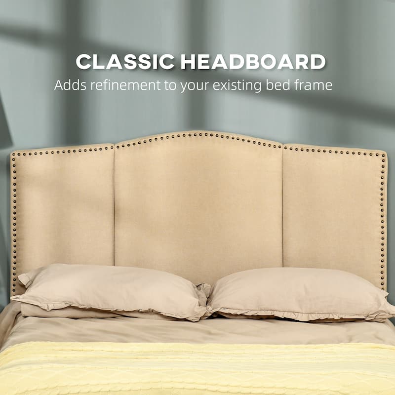 HOMCOM Upholstered Headboard, Bedhead Board with Nail Head Trim, Home Bedroom Decoration for 58.25'' Bed
