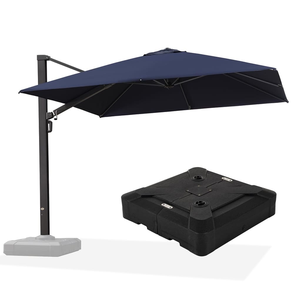PURPLE LEAF Sturdy Heavy-duty Patio Cantilever Offset Umbrella 360-degree Rotation with Base