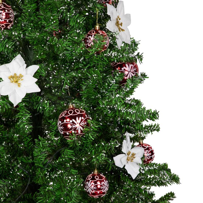6' Green Red Musical Snowing Artificial Christmas Tree White LED - 6 Foot