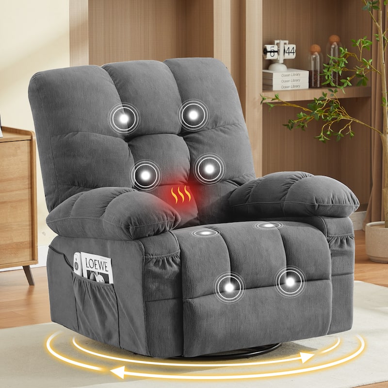 Massage Recliner Chair with Vibration and Lumbar Heating 350LB Capacity Swivel Rocker