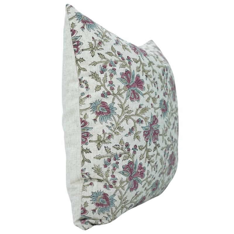 Fabdivine Soft Pillow Cover Shape Floral Block Print for Hotel Couch Spring Guest Room Blue Farmhouse, Mohini