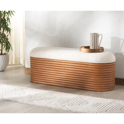 SAFAVIEH Couture Bayard Rattan Storage Bench - 47"W x 17"D x 18"H
