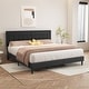 preview thumbnail 49 of 59, alazyhome Upholstered Platform Bed Frame with Button Tufting Headboard