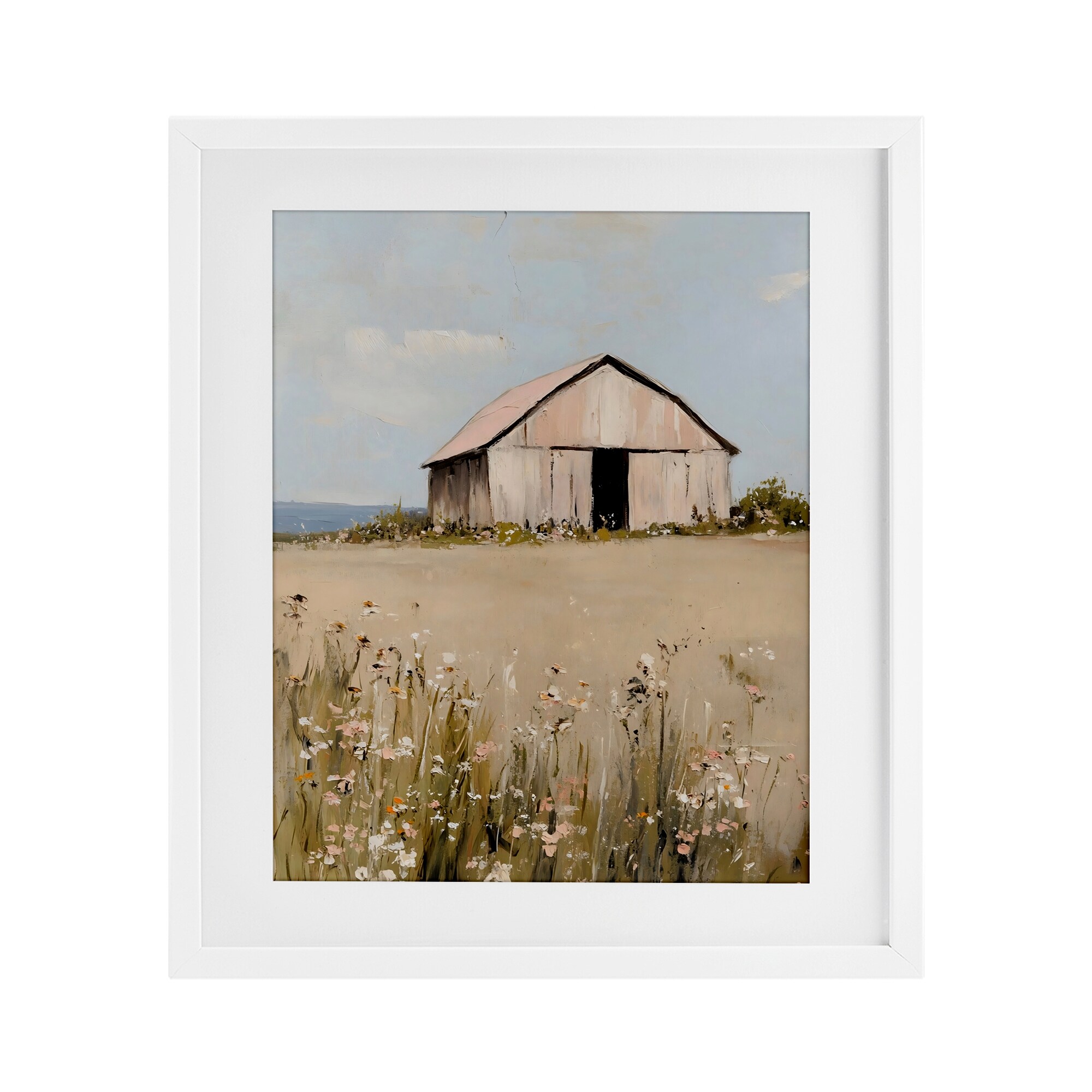 Stupell Pretty Pink Barn Landscape Under Glass Framed Design By Franklyn Gregory