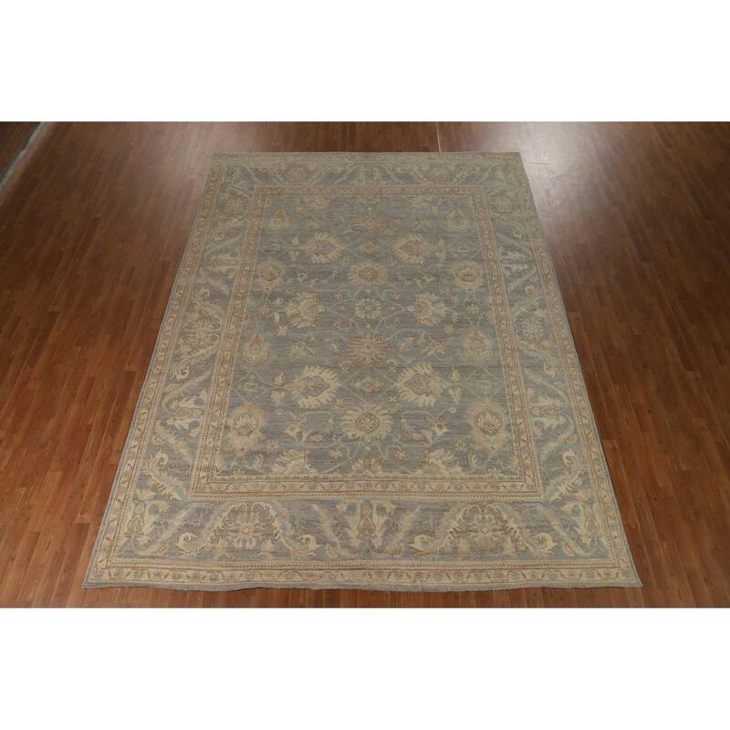 Hand Knotted Oriental 100% Wool Carpet Transitional All-Over Greys & Charcoal Oushak Area Rug - 12' 2'' X 9' 0''