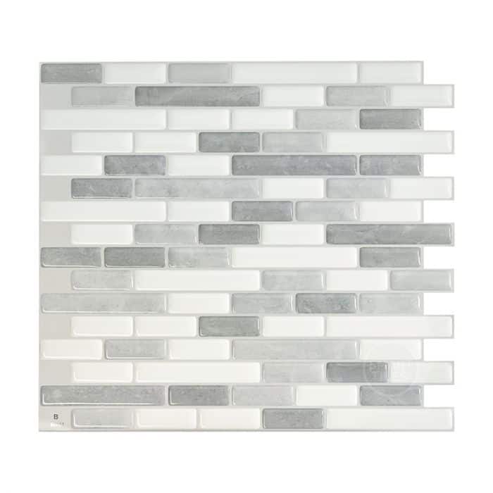 Peel and Stick Backsplash Tile - Smart Tiles Muretto Silia - Kitchen and Bathroom Stick on Tiles - Glossy - Grey