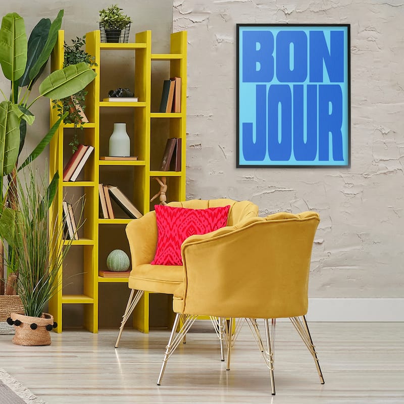Stupell Bonjour Blue Tones Framed Giclee Art Design By House of Lulu