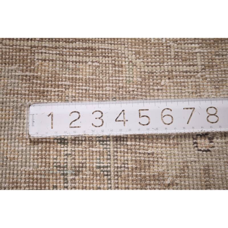 Light Blue Geometric Tabriz Persian Vintage Rug Handmade Wool Carpet - 9'7"x 12'8"