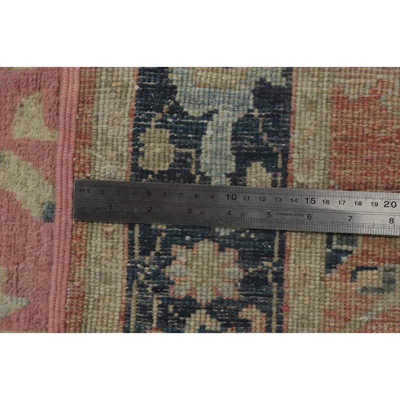 Hand Knotted Oriental 100% Wool Carpet Traditional All-Over Pink Ziegler Runner Rug - 14' 6'' X 2' 7''