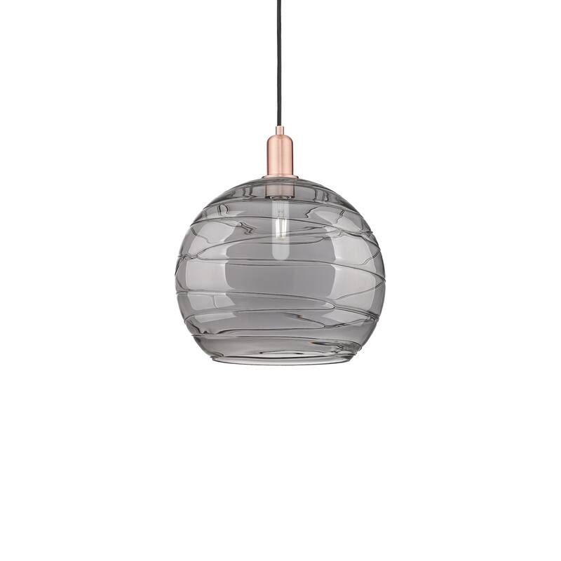 Innovations Lighting 716-1P-16-14 Athens Deco Swirl Pendant Athens - Antique Copper / Light Smoke Deco Swirl
