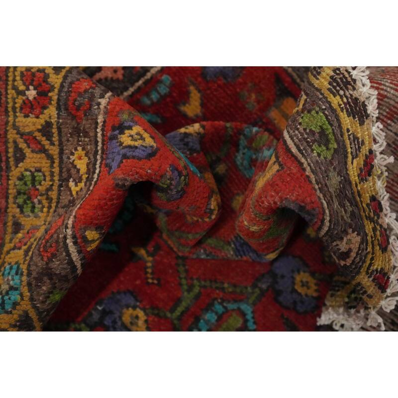 Hand Knotted Oriental 100% Wool Carpet Traditional All-Over Red Tabriz Runner Rug - 10' 2'' X 3' 3''