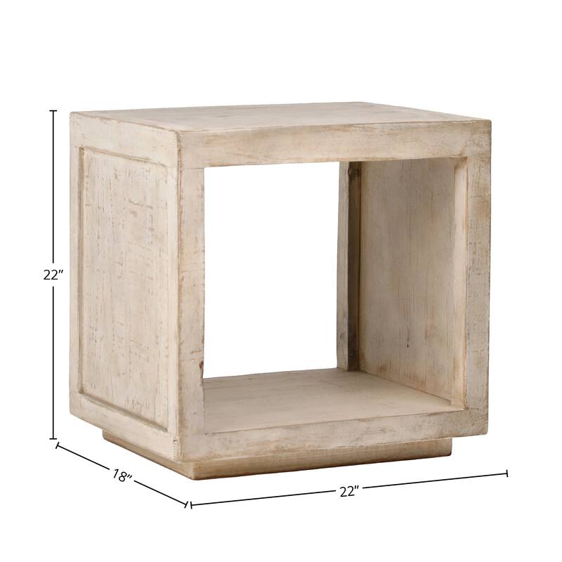Stark Rectangular Reclaimed Pine Open Frame Side Table, Light Brown