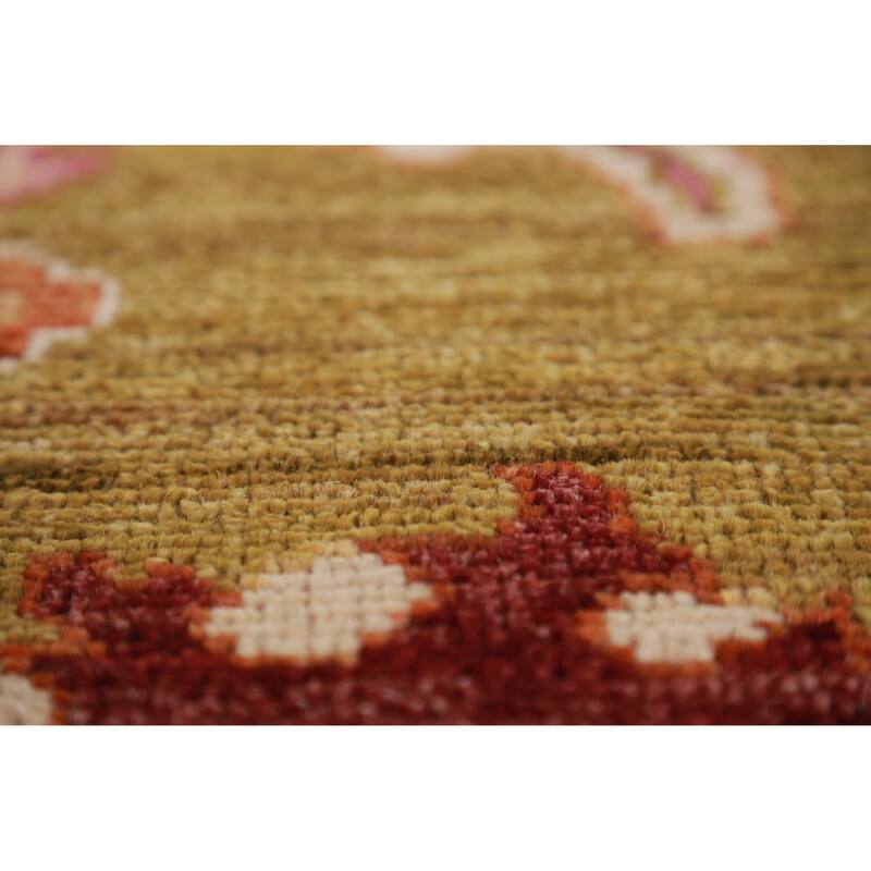 Hand Knotted Oriental 100% Wool Carpet Transitional All-Over Pink Oushak Area Rug - 9' 8'' X 8' 0''
