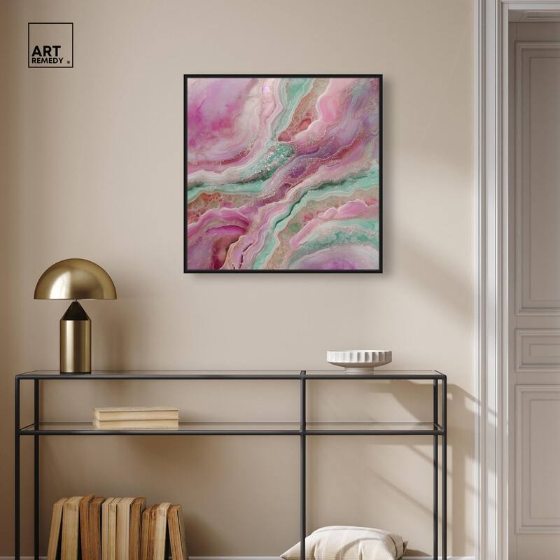 Pink and Mint Crystal IV Canvas by Art Remedy