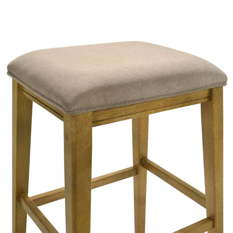Jane Contemporary Transitional Backless Wood Counter Height Kitchen Bar Stool with Fabric Upholstered Seat