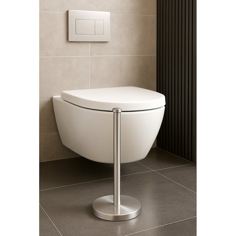 21.7" Tall - Silver Chrome Toilet Paper Storage Stand Holder - Silver Chrome - 21.7" x 5.9" x 5.9"