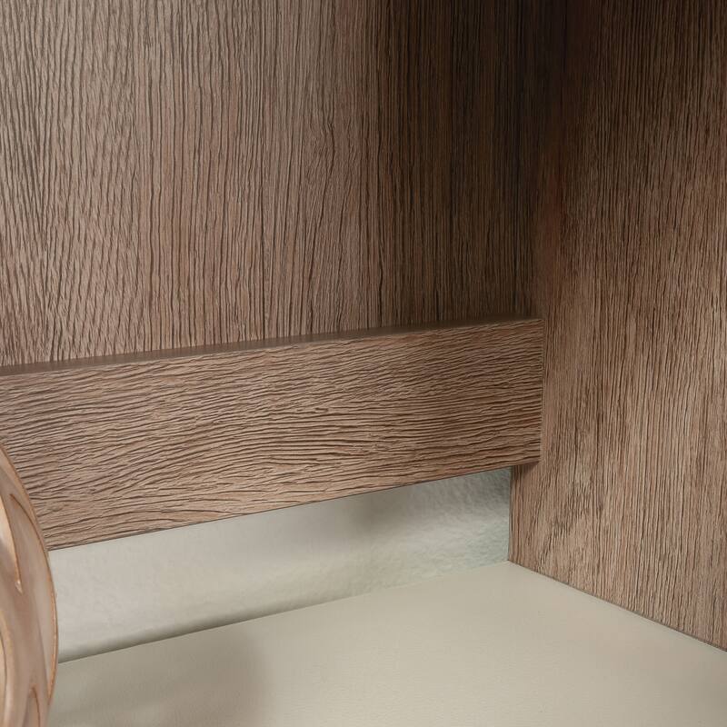 Engineered Wood Farmhouse Library Hutch with Glass Doors, Brown - 32.99"W x 12.76"D x 42.24"H