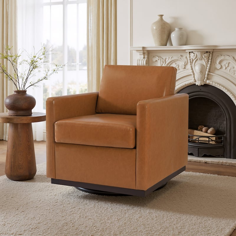uixe Modern Upholstered Swivel Accent Chair with Pocket Spring Seat