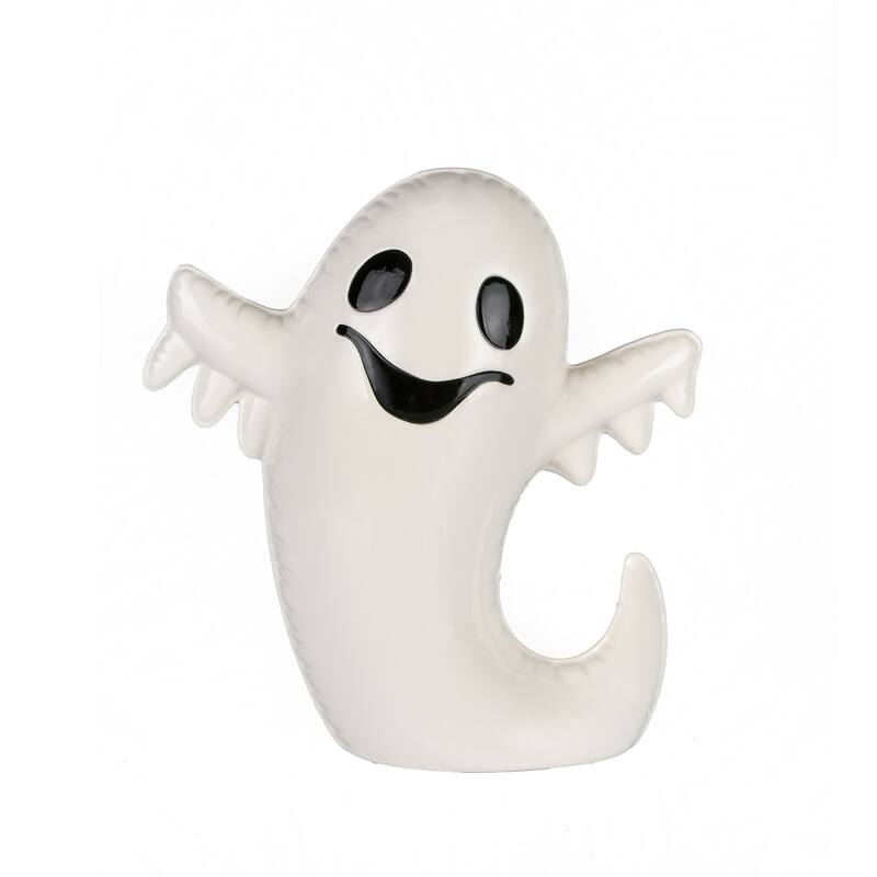 National Tree Company Halloween Tabletop Decoration, White, Happy Ghost, 9 Inches - 9 in