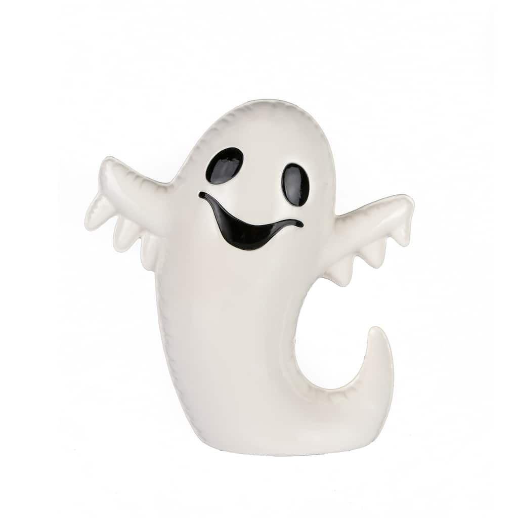 National Tree Company Halloween Tabletop Decoration, White, Happy Ghost, 9 Inches - 9 in