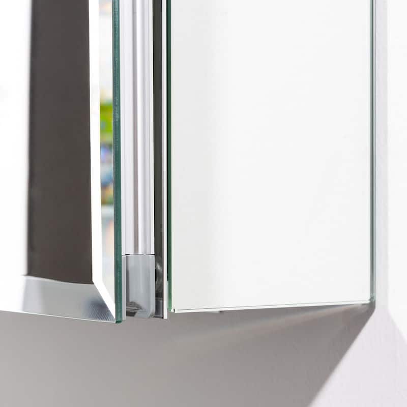 36-in W Modern Three-Door Aluminum Wall Mount Bathroom Mirror Medicine Cabinet - 36-in W x 5-in D x 26-in H